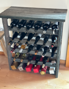 Handcrafted Wine Rack + 30 Bottles of Wine
