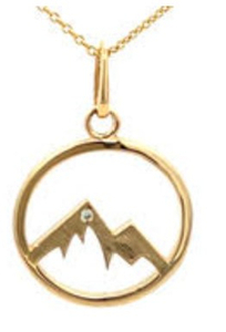 14k yellow gold mountain pendant & chain necklace
