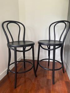 Two Cafe style tall counter height stools