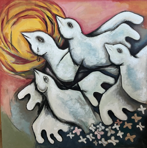 Doves Fly Up 1 Painting (48" x 48")