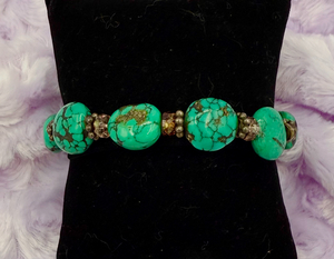 Turquoise, Crystals and Sterling Silver Bracelet