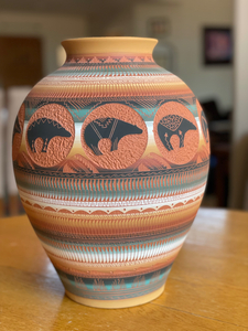 Navajo Bear Etched Pottery
