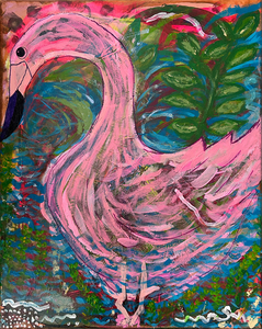 'Flamingo in the Lake' by Claire Nedzela