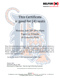 Detroit Tigers Tickets for 4, plus Parking Pass