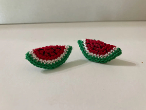 Crochet Half-Watermelon Earrings