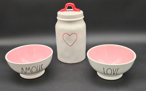 2 Valentine Bowls and Canister