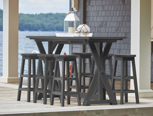 CR Plastics Bar Table with 6 Backless Stools