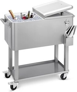 WWOA Rolling Ice Chest Cooler Cart w/Cover