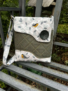 Quilted Cotton & Felted Wool Crossbody Purse