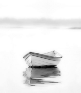 30 x 48 Black And White Boat - Stillness