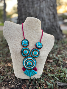 Bold Turquoise & Beaded Statement Necklace