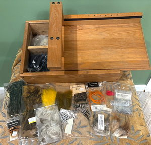 Wooden Fly Tying Station with Supplies