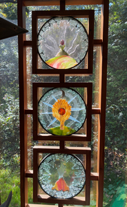 Framed Stained Glass Window (34" x 13" x 2")