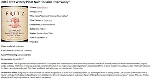 2013 Fritz Russian River Valley Pinot Noir