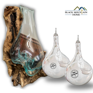 262. Molten Glass Vase on Driftwood