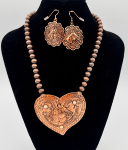 Horse Pendant Necklace and Matching Earrings