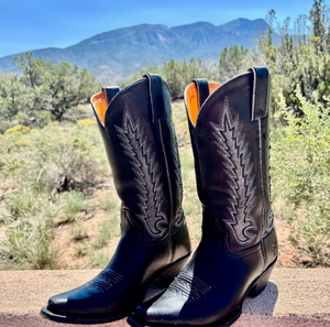 Black Leather Western Boots