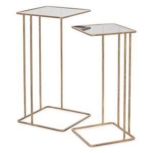 Gold Glass Top Cocktail Nesting Tables – Set of 2