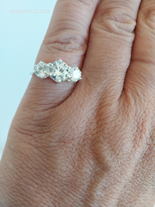 3 Stone Moissanite and Sterling Ring Size 7