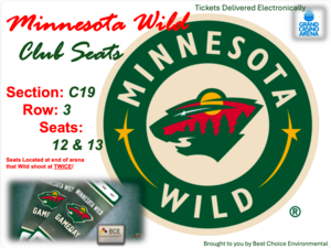 2 Minnesota Wild Club Tickets