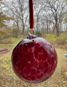 Hanging Garnet-colored Glass Orb (6"dia.)