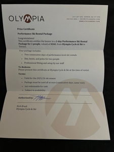 2 day Performance Ski Rental Package for 2 People