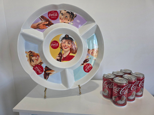 Coca-Cola in Bottles Round Serving Platter & Cans