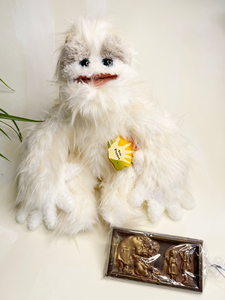 Yeti Hand Puppet and Chocolate Bar