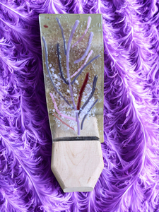Purple Feathers Glass Piece by Jenn
