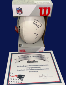 Drake Maye Autographed Wilson White Panel Football