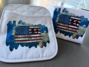 American Flag Pot Holder and Dish Towel