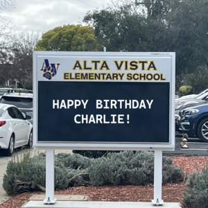 Alta Vista Marquee Birthday Message for the Day