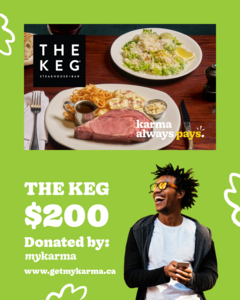 $200 Gift Card for The Keg - from MyKarma