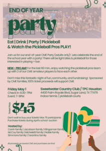 031 Parent Pickleball Party & End of Year Mixer!!