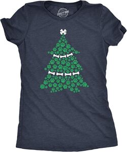 Women's Dog Paw Christmas Tree T Shirt, X-Large