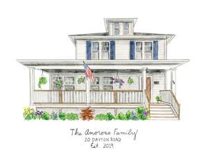 Custom watercolor house portait