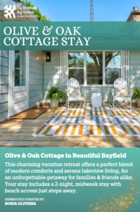 $960 Value: 2 nights @ Olive & Oak Cottage