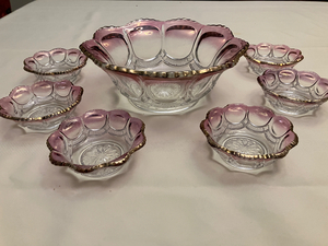 06.  Antique Fruit Bowl & 6 Dishes