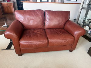Lot #041 - Traditional Style Leather Loveseat