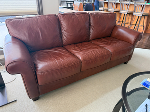 Lot #042 - Traditional Style Leather Sofa
