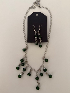 Handmade Dark Blue Drop Necklace & Earring Set