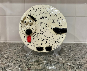 Handmade Glazed Ceramic Round Dog