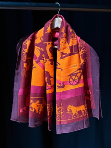 Large Hermès silk scarf worn by Luciano Pavarotti