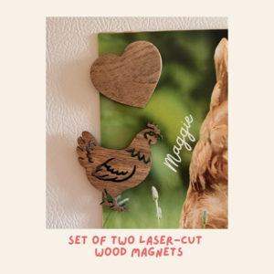 Chicken & Heart Wood Magnet Duo