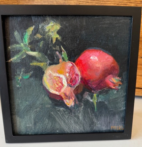 Local Artist Water Color Pomegranate: Framed