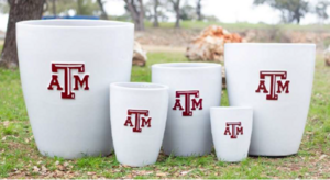 Maroon and White Assorted Gardening Pots