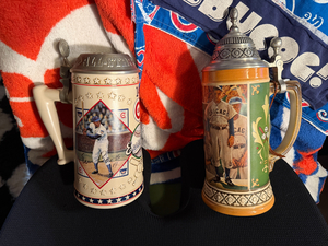 Signed Ernie Banks and Rockwell Dugout Steins