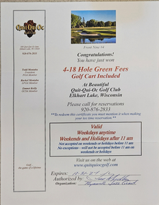 Four (4) 18 Hold Rounds of Golf w/Cart