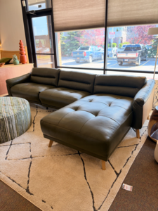 Forest Green Leather Sectional