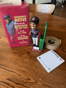 Dusty Baker Bobble Head, signed by Dusty Baker